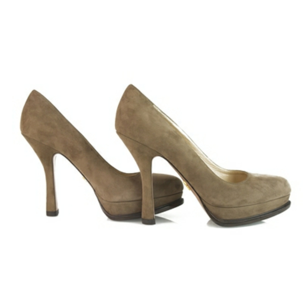 Taupe brown suede high heels